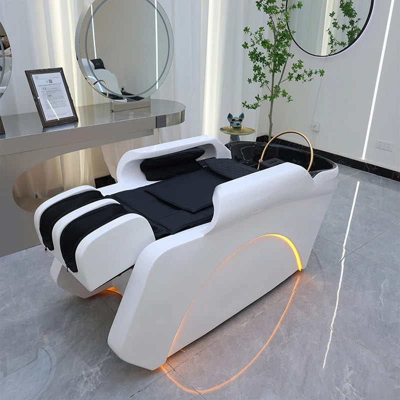 Multifunktionaler japanischer Head Spa Haarwaschsessel mit bequemer Kopfstütze, modernes Design für Friseursalons, Fabrikpreis