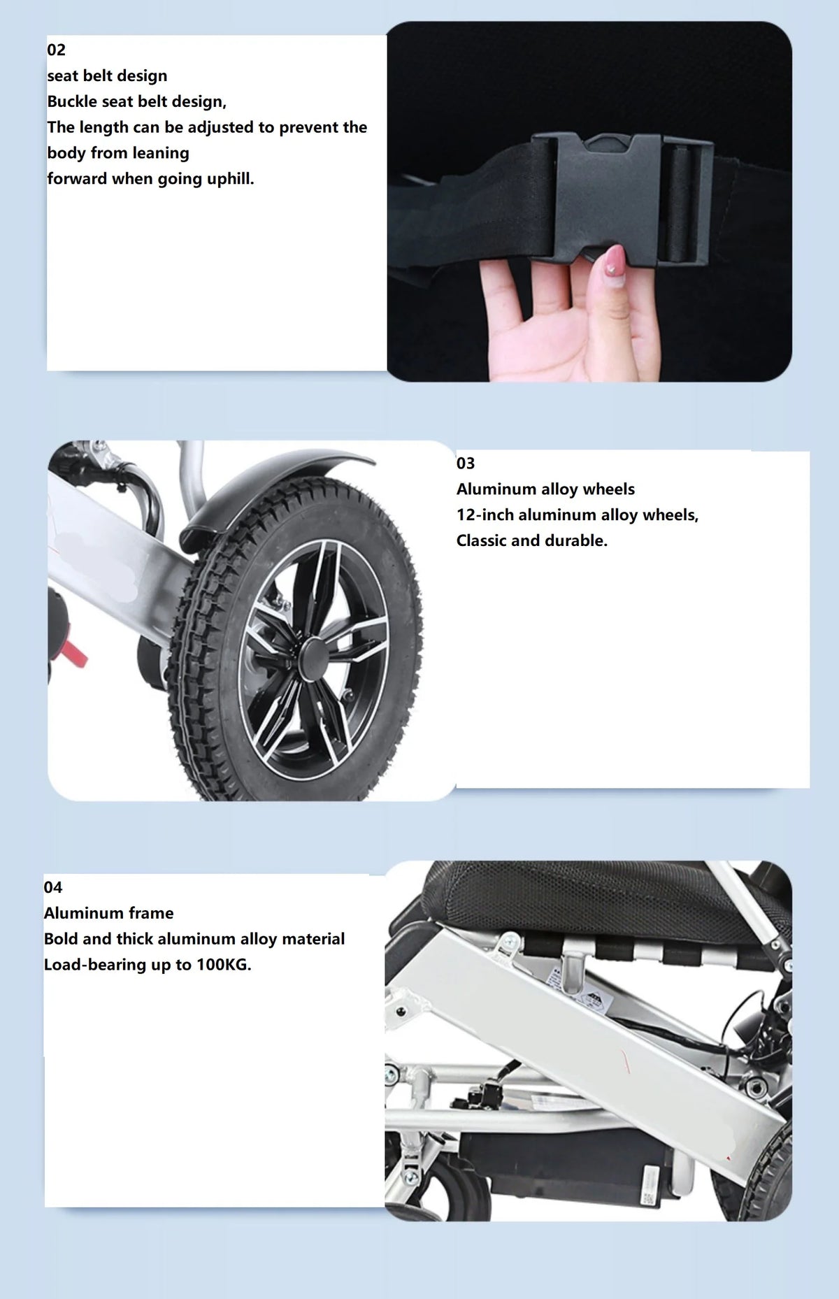 Hot Sell faltbarer Elektrorollstuhl aus Aluminium – mit Motorsteuerung und Lithium-Batterie-Kupplung zur Einstellung von manuellem/elektrischem Betrieb – BZ-E03