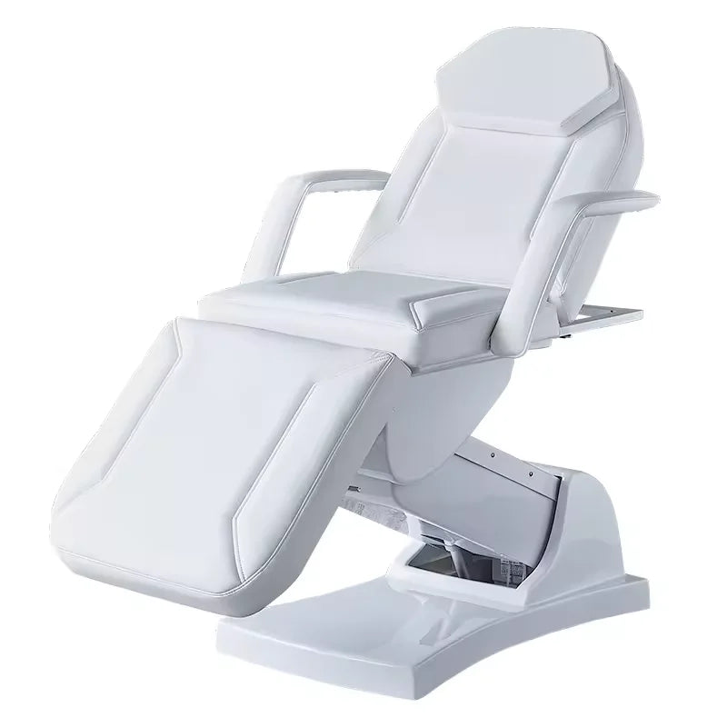 Eyelash Extension Bed Electric Multi-Functional Standing Ivory White PU Leather 3-Motor Electric Massage Bed Beauty Tattoo Bed