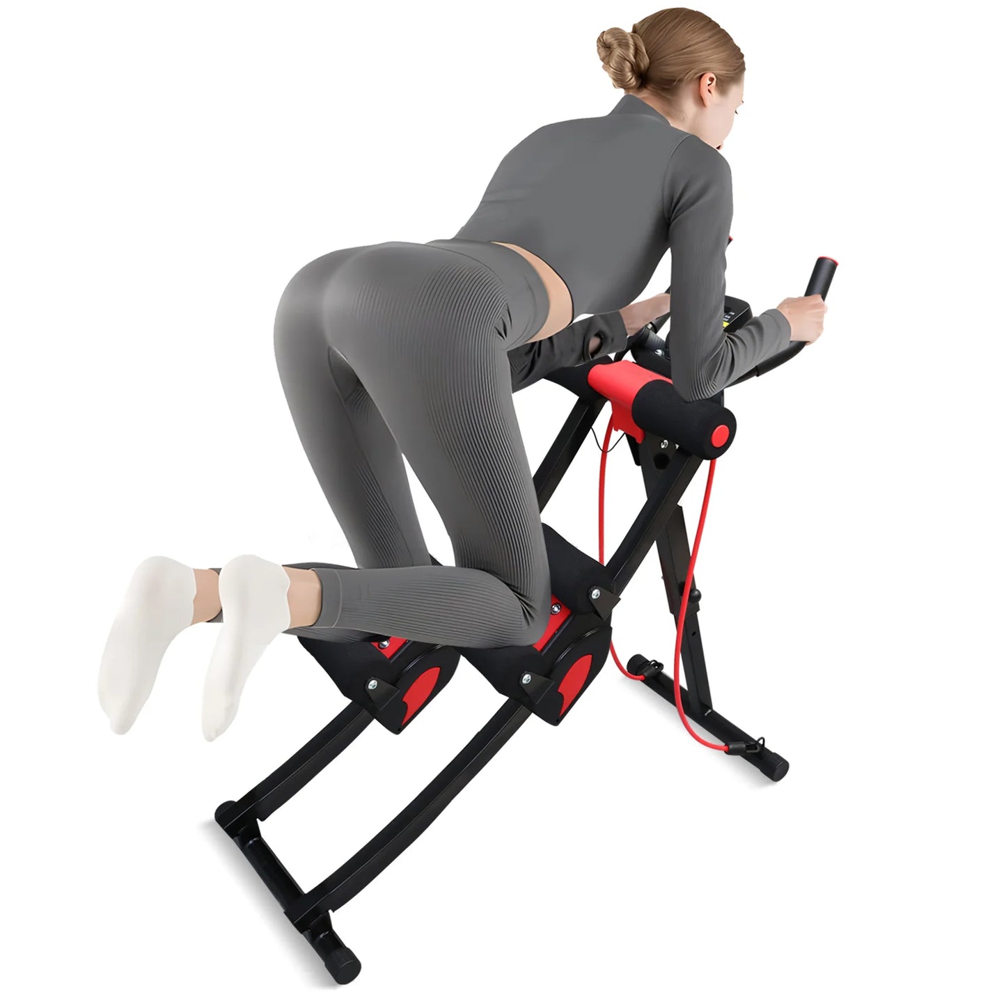 Dual Track Fitness Ab Machine Ab Cruncher Adjustable Height Waist Trainer Foldable Home Gym Equipment 4 Adjustable 440 lbs Weigh