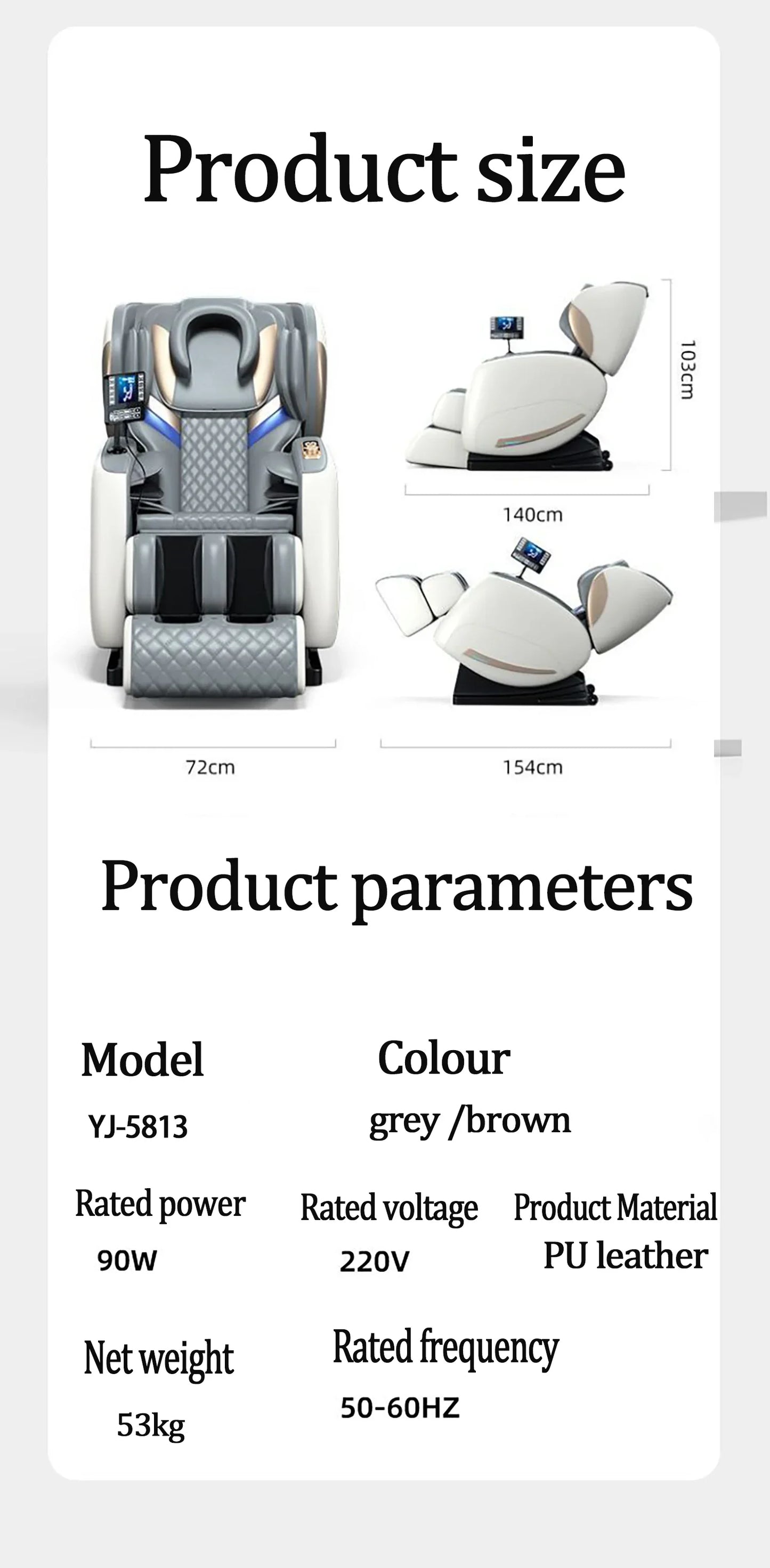 Luxus-Elektro-Freizeit-Massagesessel Zero Gravity Intelligent Ganzkörper-Multifunktions-Bluetooth-Musik-U-förmiges Kissen+Kurzbefehl