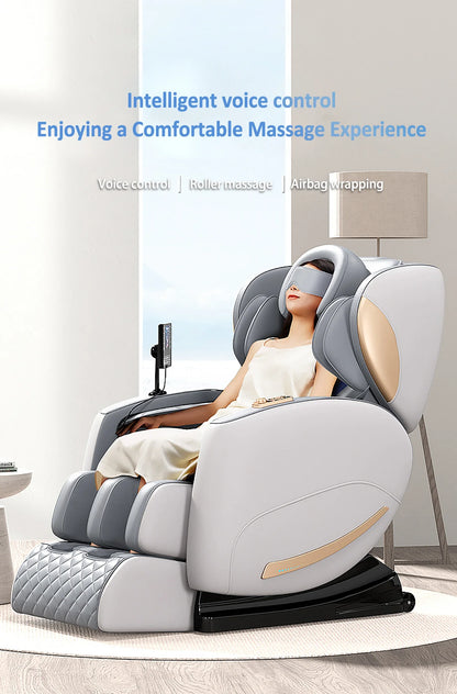 Luxus-Elektro-Freizeit-Massagesessel Zero Gravity Intelligent Ganzkörper-Multifunktions-Bluetooth-Musik-U-förmiges Kissen+Kurzbefehl