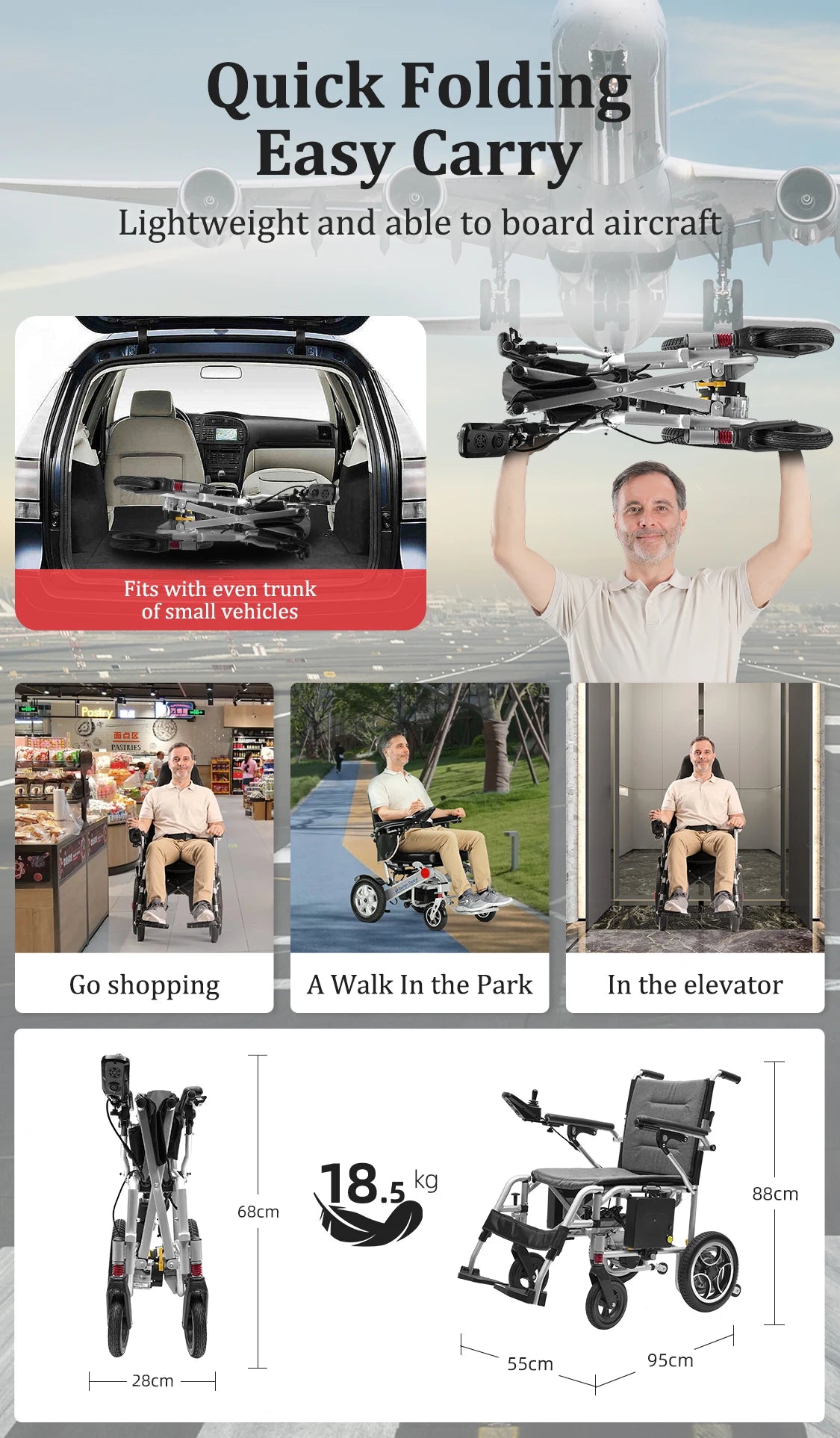 Rollstuhl für häusliche Pflege, lange Reichweite, Aluminiumrahmen, faltbar, tragbar, elektrischer Rollstuhl für Behinderte zu verkaufen