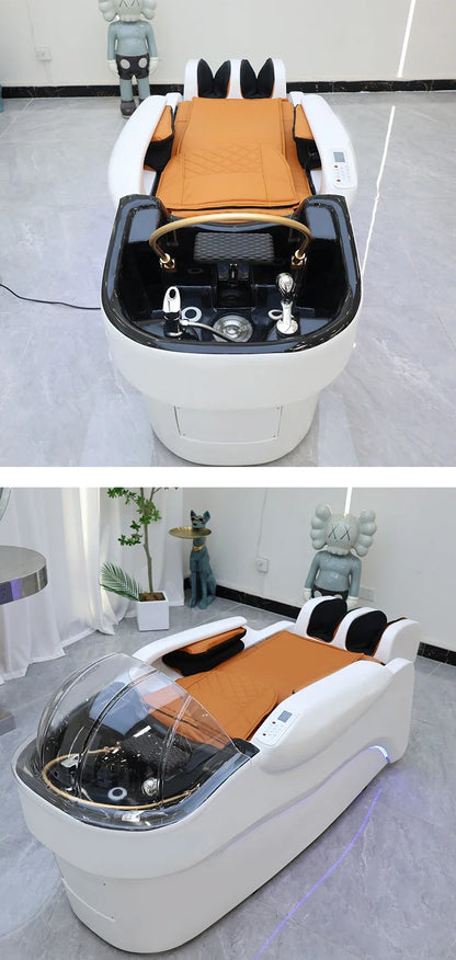 XinSheng Integriertes Haarwasch- und Massagebett mit Kopf-SPA-Begasungsmaschine Friseursalon Kommerzielles elektrisches Möbel