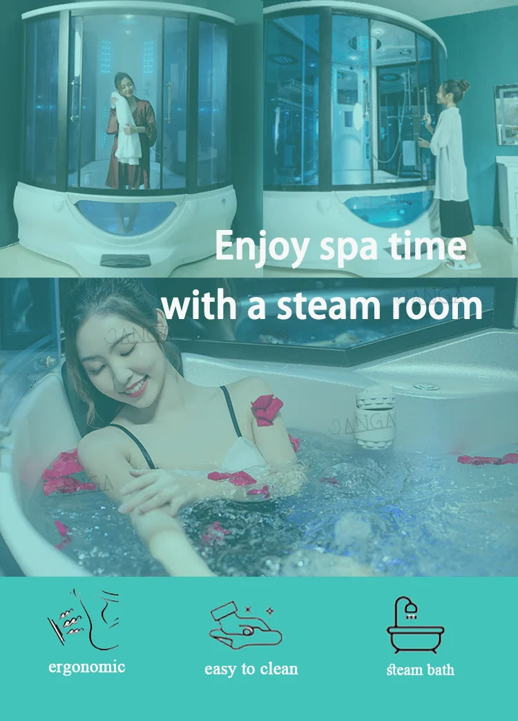 Customization Luxury Steam Shower Room with Jacuzzier Tub Hydro Therapy Massage Steam Bath Room Glass Shower Cabin Wet Sauna Roo
