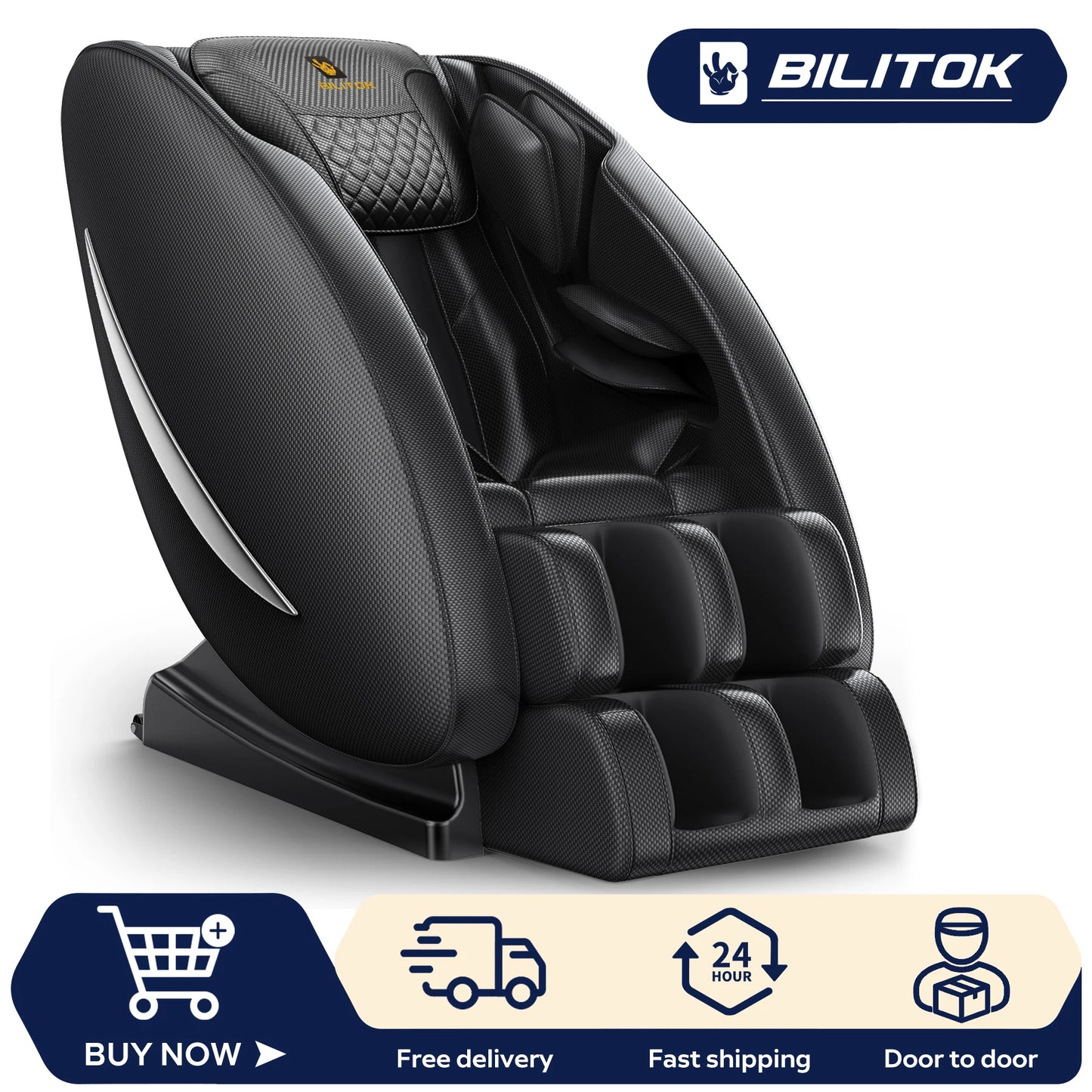 Massagesessel mit Zero-Gravity-Funktion, Ganzkörper-Massagesessel mit Heizung, Bluetooth-Lautsprecher, Airbags, Fußroller