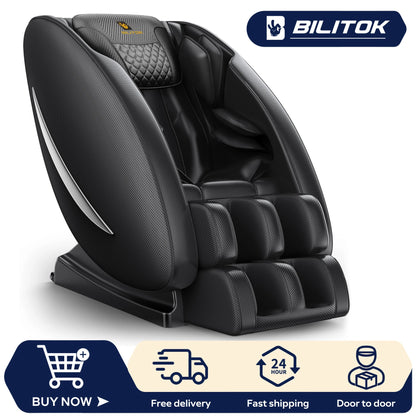 Massagesessel mit Zero-Gravity-Funktion, Ganzkörper-Massagesessel mit Heizung, Bluetooth-Lautsprecher, Airbags, Fußroller