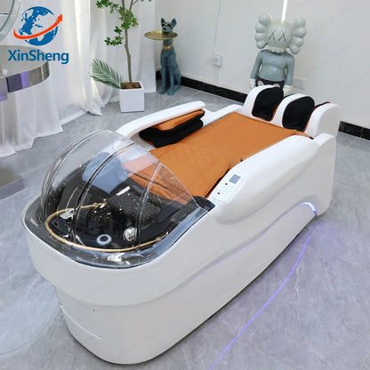 XinSheng Integriertes Haarwasch- und Massagebett mit Kopf-SPA-Begasungsmaschine Friseursalon Kommerzielles elektrisches Möbel