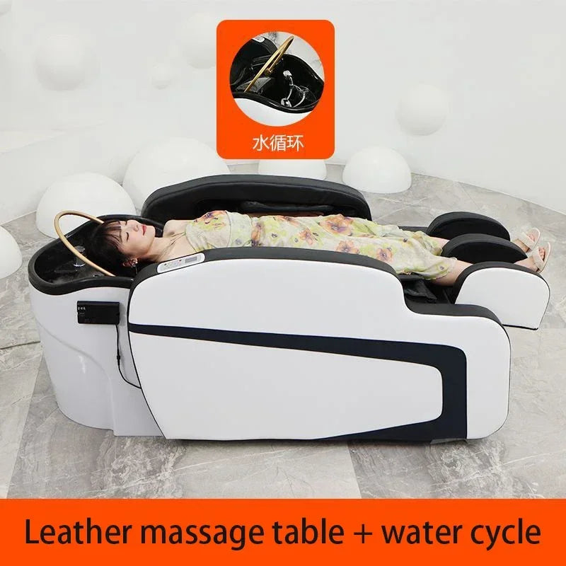 Intelligente elektrische Massage-Shampoo-Stühle Friseursalon Spülbett Kopf-Wasserkreislauf Begasung Salonmöbel Kopfteile FYS