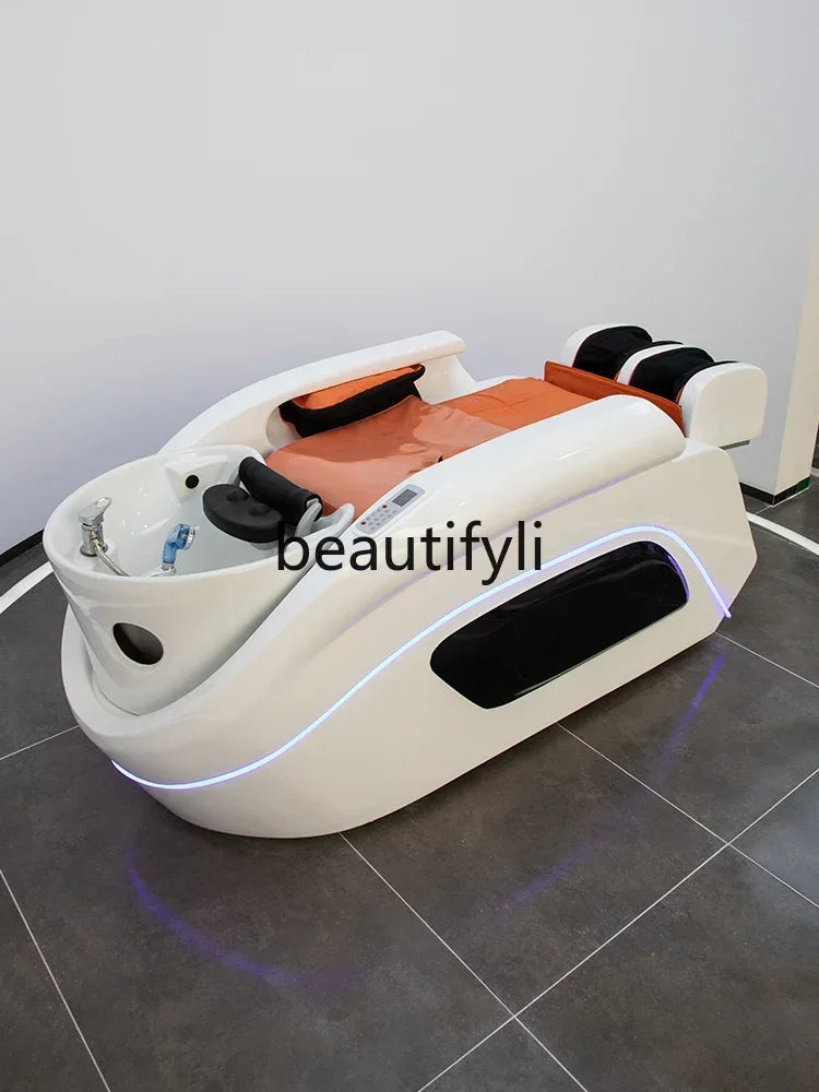 ss D Automatic Intelligent Electric Massage Shampoo Bed Barber Shop Ceramic Basin Flush Bed Hair Salon