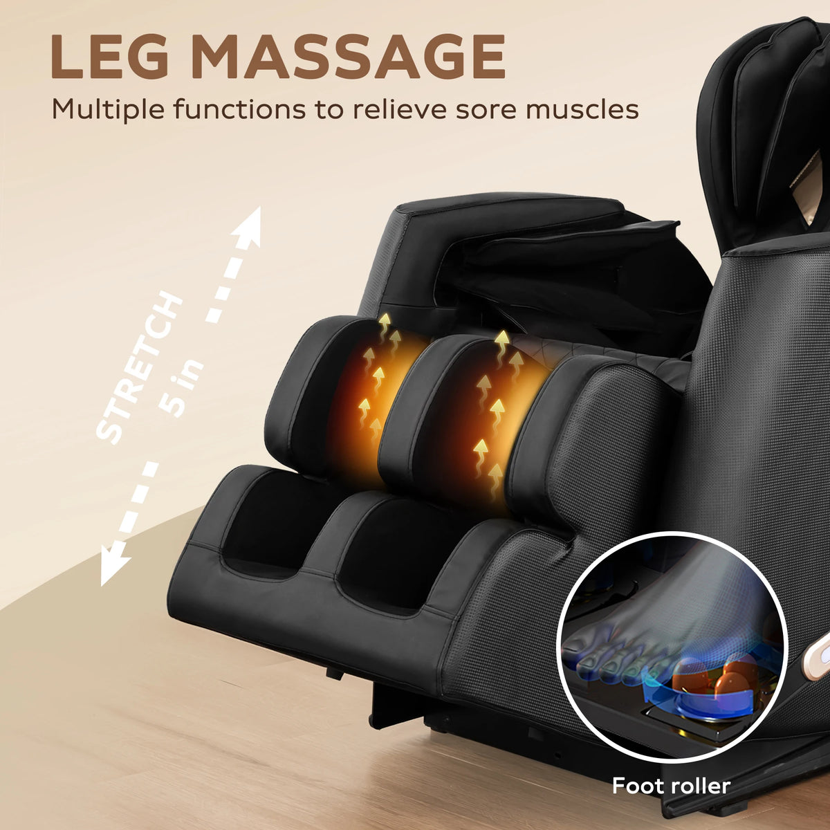 Massagesessel mit Zero-Gravity-Funktion, Massagesessel mit Heizung, Airbags, Fußrollen, Bluetooth-Lautsprecher