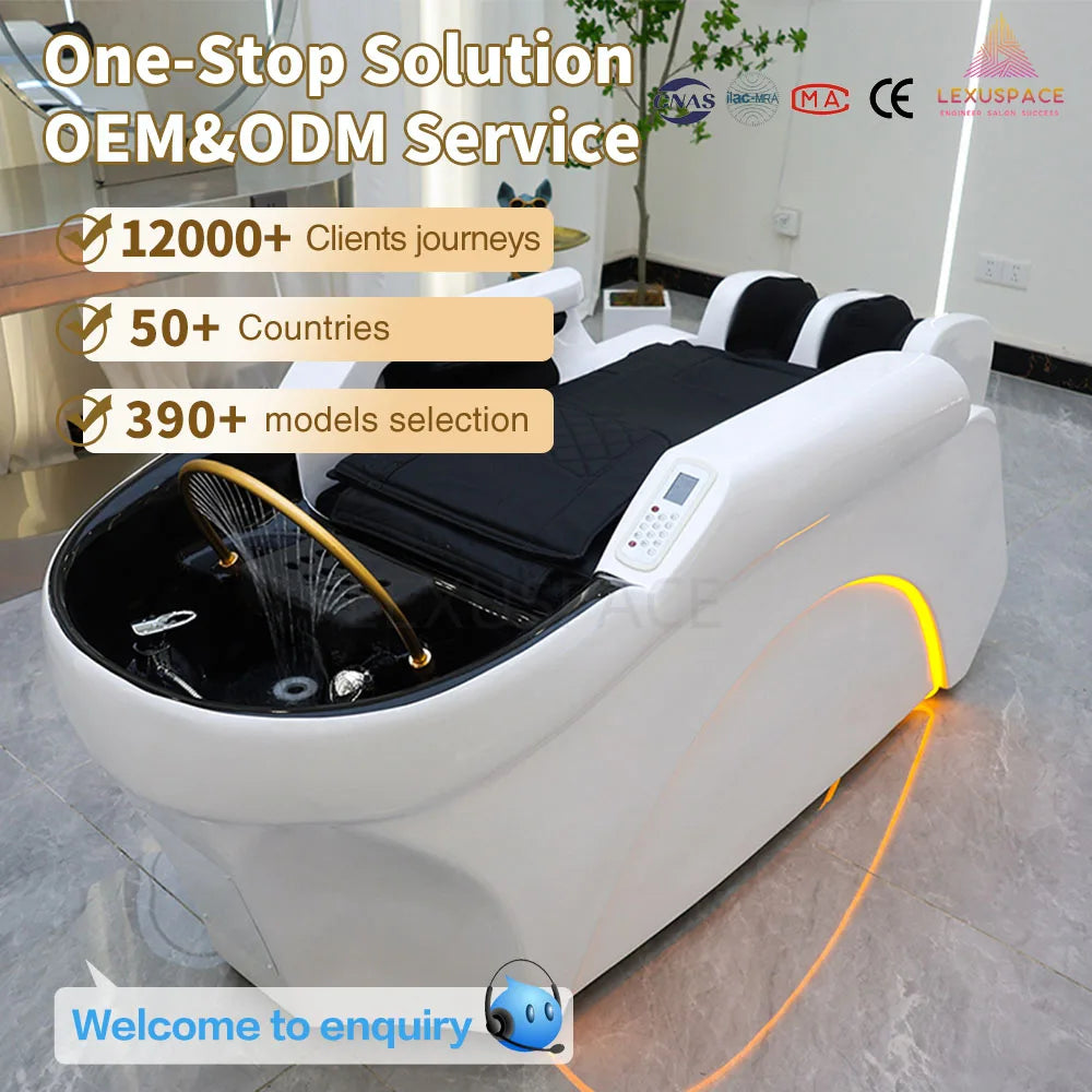 Multifunktionaler japanischer Head Spa Haarwaschsessel mit bequemer Kopfstütze, modernes Design für Friseursalons, Fabrikpreis