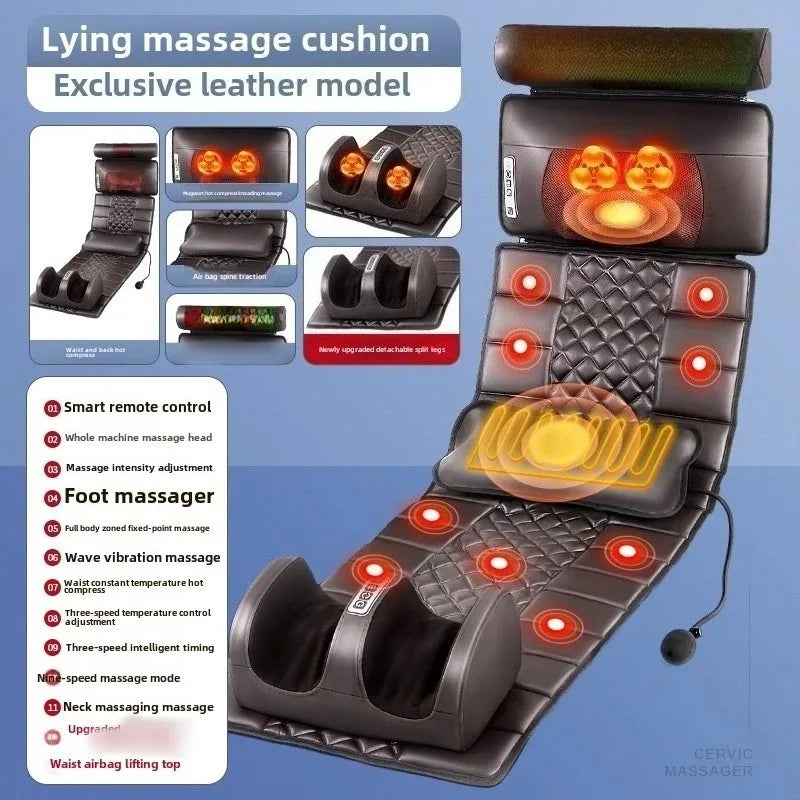 Ganzkörpermassage-Matratze Wellenförmige Vibrationsentspannung mit Fingerdruck-Kissen Rücken-Fuß-Massage Manuelle Airbag 12V3A Adapter