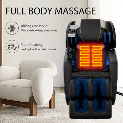 Massagesessel mit Zero-Gravity-Funktion und Ganzkörper-Luftdruckmassage, Fußentspannung und Bluetooth-Audioverbindungsfunktion