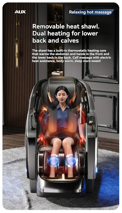Dual-Core 6D+6D Massagesessel Ganzkörper-Schwerelosigkeits-Massagesessel mit Heizung Tiefenentspannungs-Massagesessel