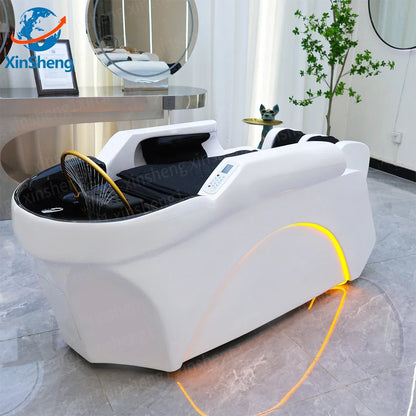 XinSheng Friseursalon-Shampoosessel Kopf-SPA-Begasungsgerät Elektrische Massageliege für Freizeit- und Gesundheitsgeschäfte Kommerzielle Möbel