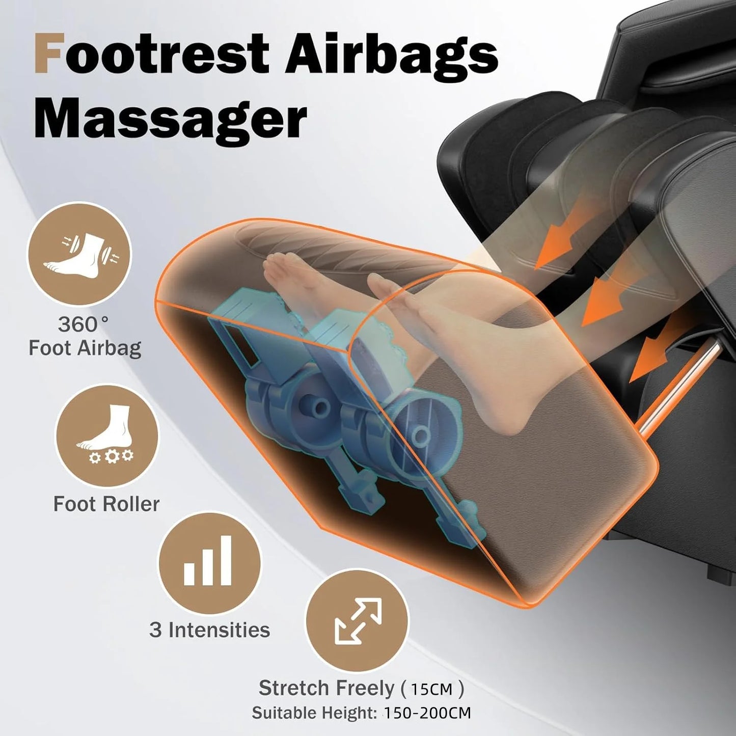 AUX 6D Shiatsu-Massagesessel, Smart-Massagesessel, Ganzkörper-Schwerelosigkeits-Streckmassagesessel, Relax-Massagesessel