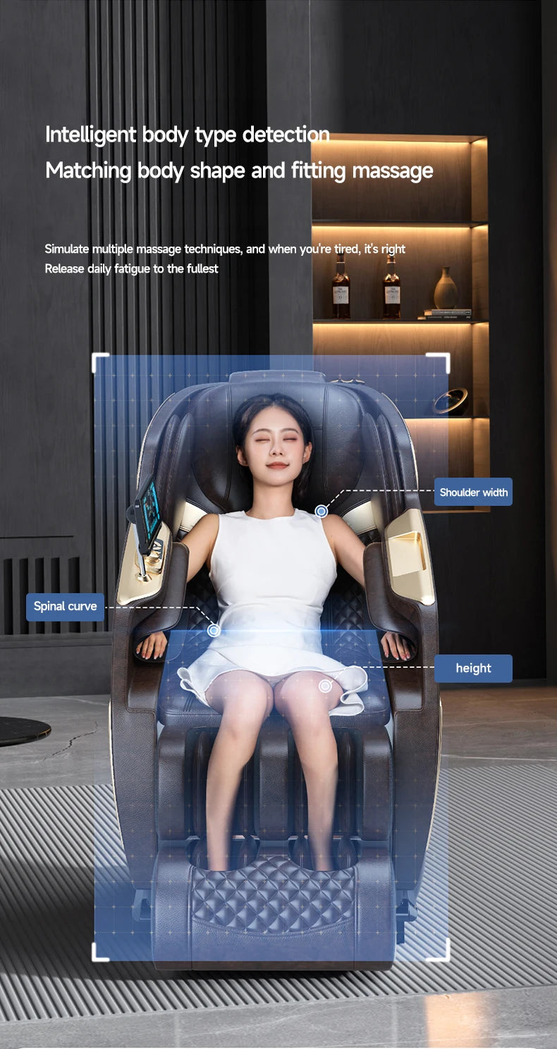 Weißer Luxus Bürostuhl Zuhause 4D SL-Schienen-Massagesessel mit Schwerelosigkeitsfunktion