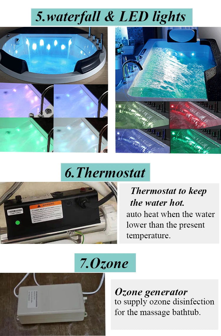 6072 Kit Whirlpool-Jacuzzi-Preise Einzelbadewannen mit Hydrotherapie-Spa Yacuzzi Eisbadewannen