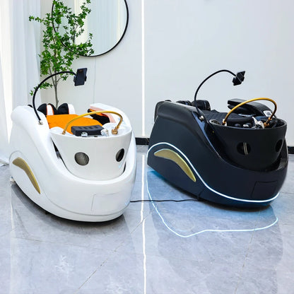 Barber Shop Lounge Shampoo Chair Bed Ear Picking Equipment Sink Shampoo Chair Comfort PU Leather Furniture Shampooing Lit MHXFY