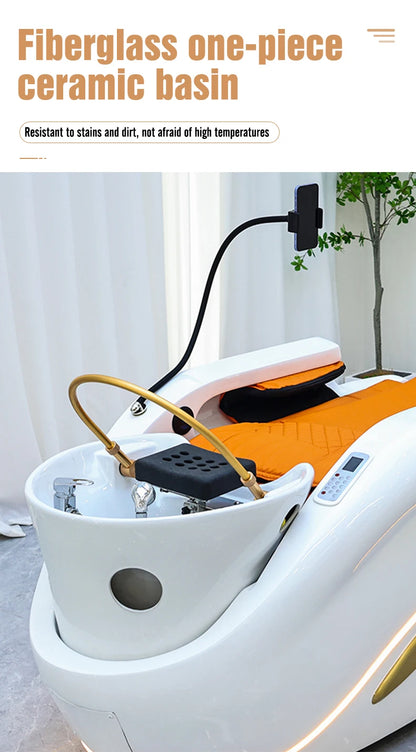 Elektrischer, verstellbarer Haarwaschsessel, Kopfwaschstation, Shampoo-Massageliege für den Salon