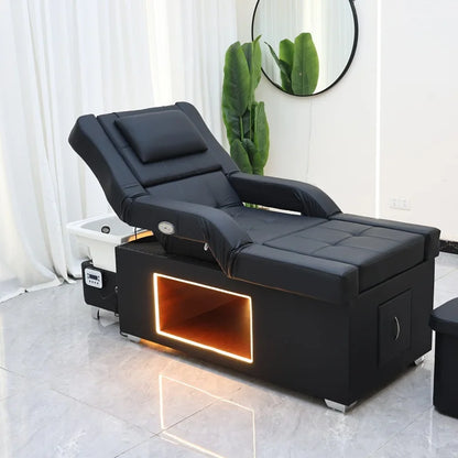 Keramikwaschbecken, elektrische Massage, Shampoo-Bett, Lift-Kopf, Therapie-Bett, Fußbad mit Aufbewahrungs-Spülbett