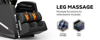 Massagesessel mit Zero-Gravity-Funktion und Ganzkörper-Luftdruckmassage, Fußentspannung und Bluetooth-Audioverbindungsfunktion