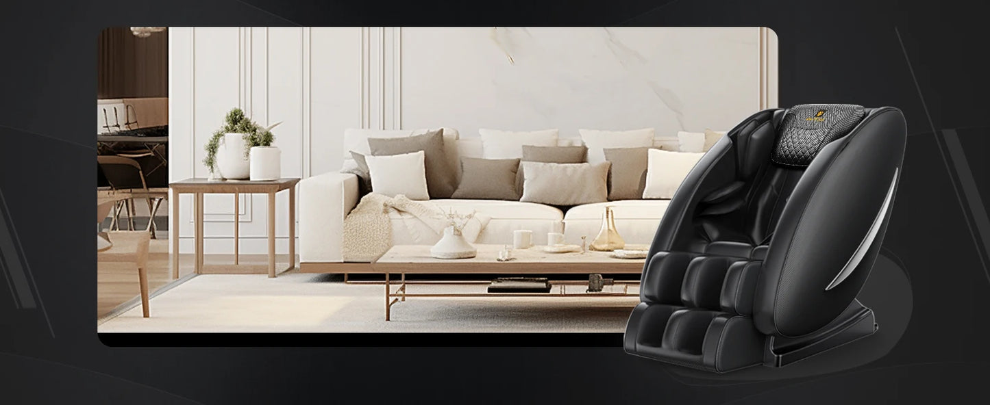 Massagesessel mit Zero-Gravity-Funktion, Ganzkörper-Massagesessel mit Heizung, Bluetooth-Lautsprecher, Airbags, Fußroller