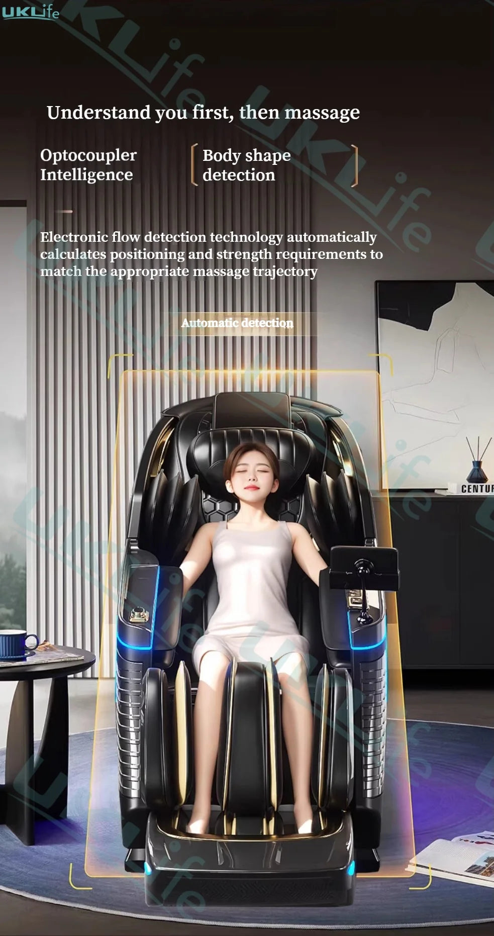 Neuer Dual Core Massagesessel 2025 Fortschrittlicher 4D Zero Gravity Body Scan Ganzkörper-Airbag Shiatsu Rücken- und Fußrollen-Liegesessel für Zuhause