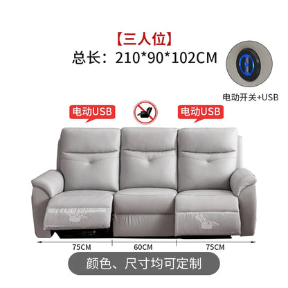 Komfortabler elektrischer Relaxsofa-Schnittsofa aus Leder, echtes einziehbares kombiniertes Schlafsofa, umwandelbares Divano Letto Möbel