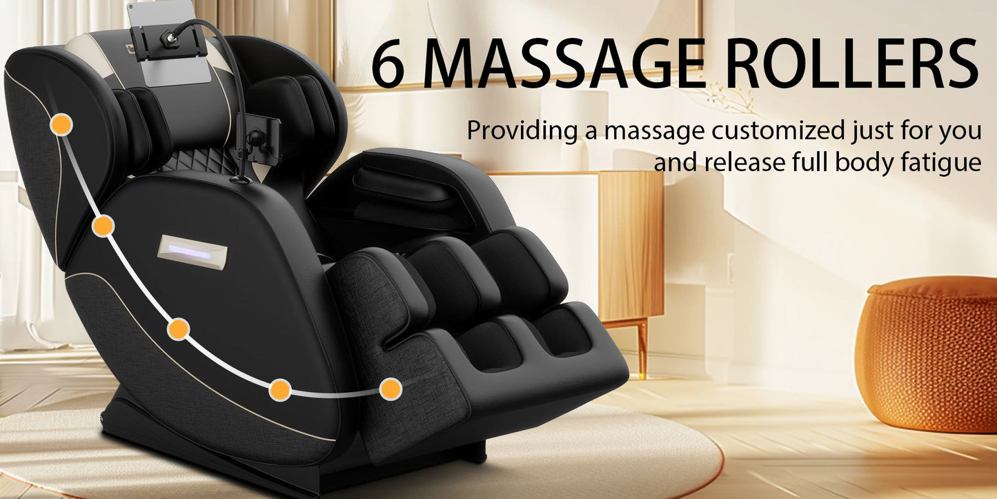 Zero-Gravity-Ganzkörpermassagesessel mit Heizung, Airbags, Fußroller und Touchscreen – bis zu 81 kg Tragkraft