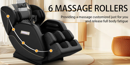 Zero-Gravity-Ganzkörpermassagesessel mit Heizung, Airbags, Fußroller und Touchscreen – bis zu 81 kg Tragkraft