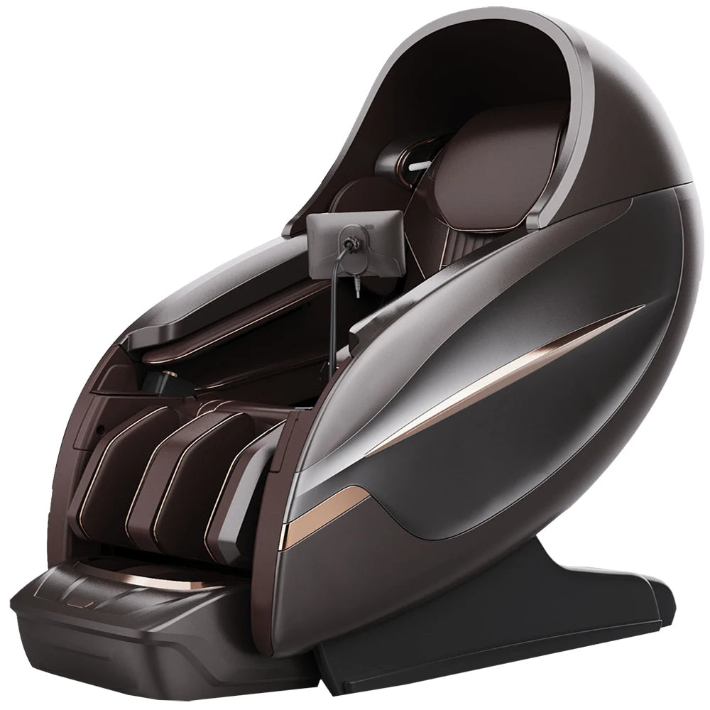 OSKOR 4D Zero Gravity Massagesessel Ganzkörperkabine mit Schlafhaube – Shiatsu Massagesessel mit Wärme, Körperscan, SL-Schiene
