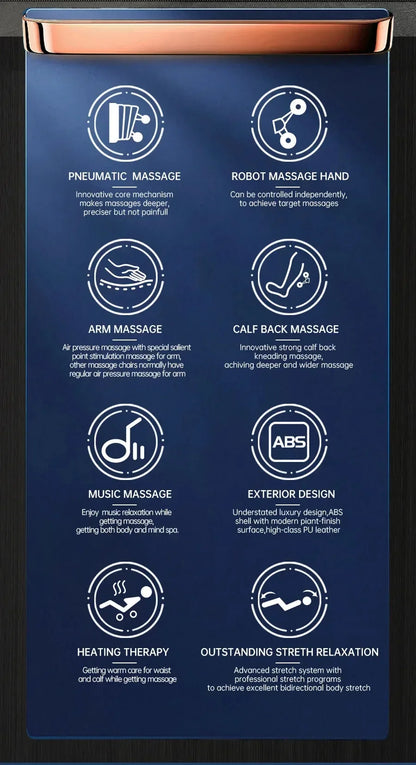 Massage Chair with Voice Control, Full Body Elastic Massage Chair with Voice Control, Heating, LCD Remote Control, Foot Rolle