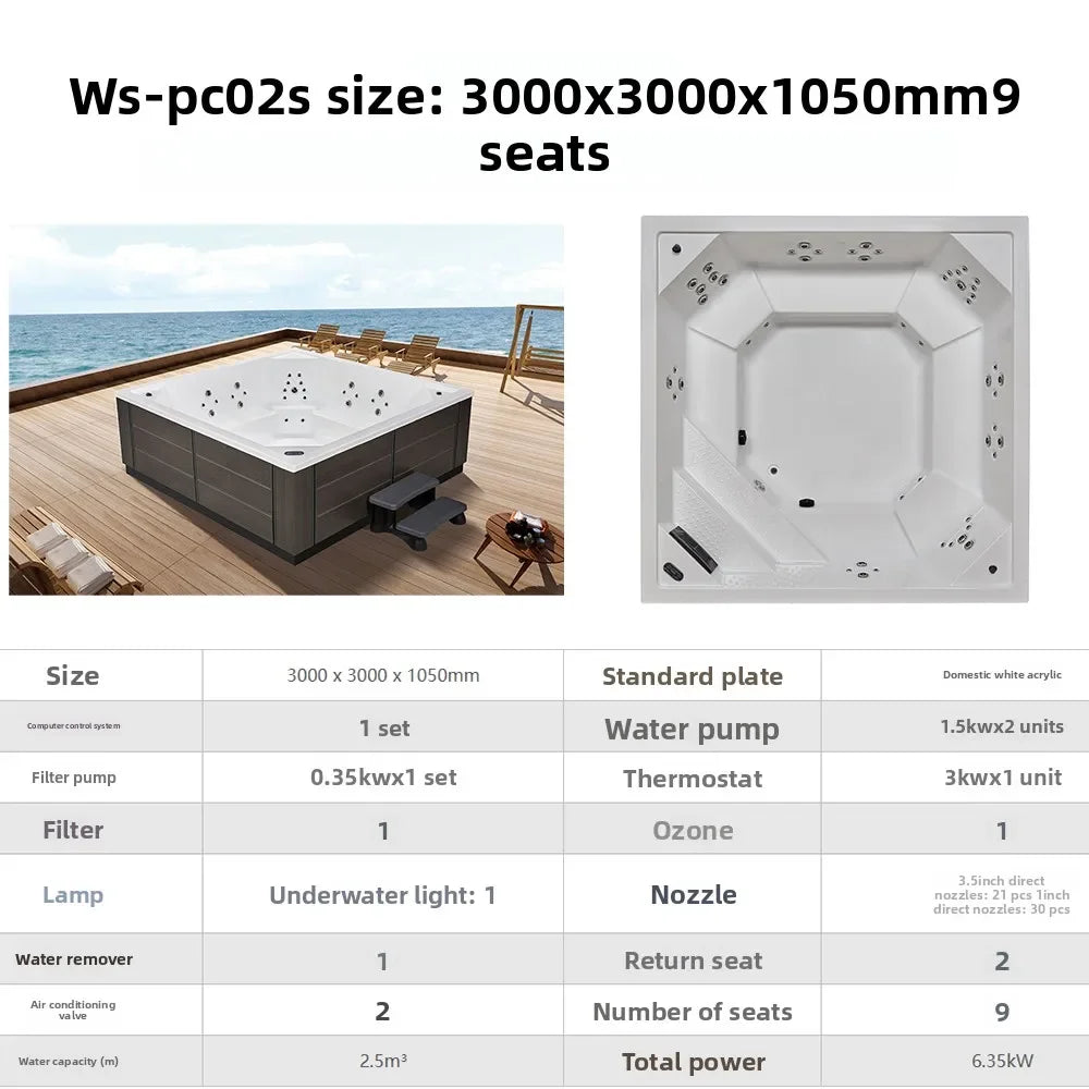 Smart Whirlpool Jacuzzi Spa-Wanne Tragbare Innen- und Außen-Badewanne mit Surfmassage Außen-Massagebadewanne Luft-Wasserdüse Möbel