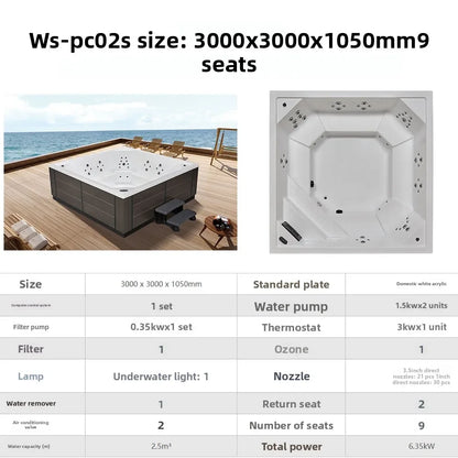 Smart Whirlpool Jacuzzi Spa-Wanne Tragbare Innen- und Außen-Badewanne mit Surfmassage Außen-Massagebadewanne Luft-Wasserdüse Möbel