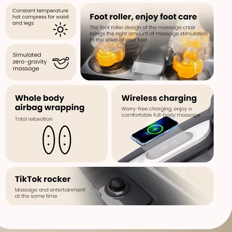 Intelligente Sprachsteuerung KI Elektrischer 4D Ganzkörper-Luftdruck-Zero-Gravity-Massagesessel