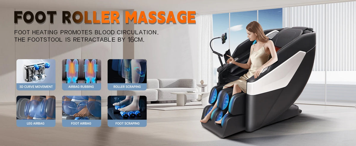 SL Track 3D Massage Chair with Body Scan, Zero Gravity Shiatsu Massager Chair with Heat, Foot Roller, Bluetooth for Home Office