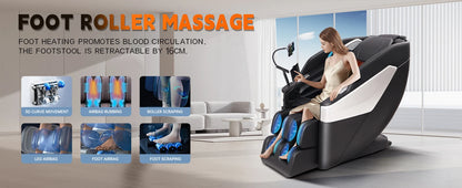 SL Track 3D Massage Chair with Body Scan, Zero Gravity Shiatsu Massager Chair with Heat, Foot Roller, Bluetooth for Home Office