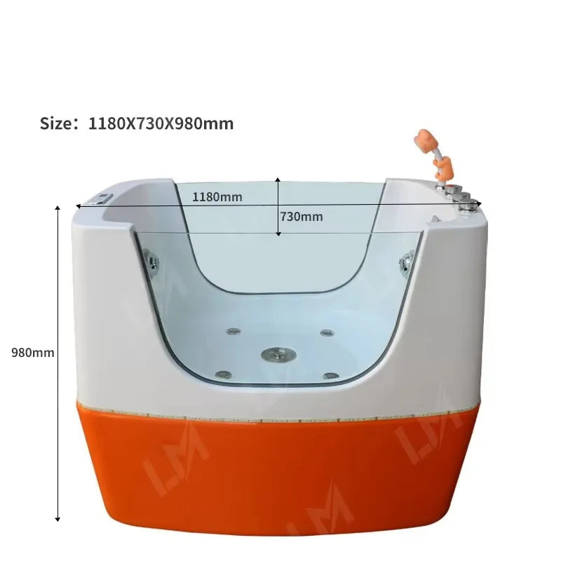 Modern Freestanding Ozone Massage Spa Bathtub with Shower Head for Pet Grooming & Cleansing Bath Whirlpool for Bathroom