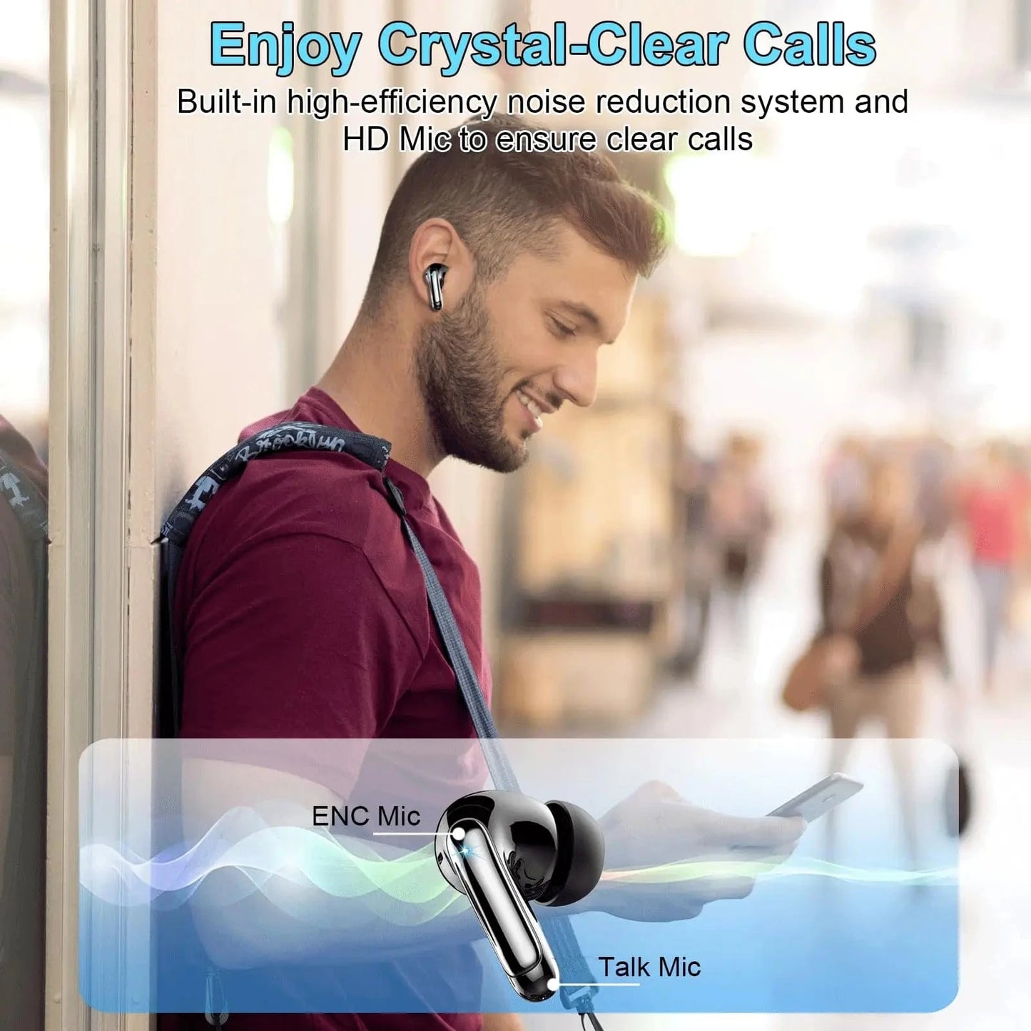 Wireless Bluetooth 5.3 Earbuds with ENC Mics – Noise Cancelling