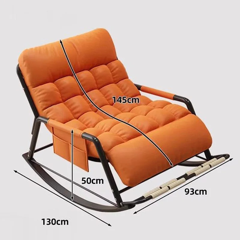 Living Room Reclining Rocking Chair Soft Removable Cushion Lounge Chair with Foldable Footrest Modern Home Office Relaxing Chair