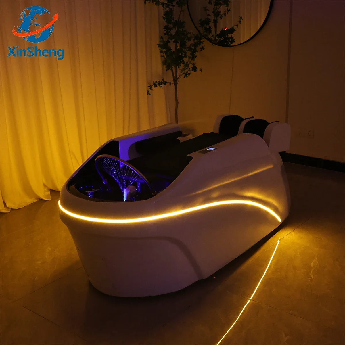 XinSheng Professionelles elektrisches Massagebett Kopf-SPA-Salon-Massagetisch Haarwasch-Räucherbetten Friseursalon Intelligente Möbel