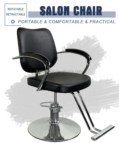 Verstellbarer Friseurstuhl mit Hydrauliklift 360° drehbar, PU-Leder Salonstuhl für Friseure, Beauty Spa Friseurladen