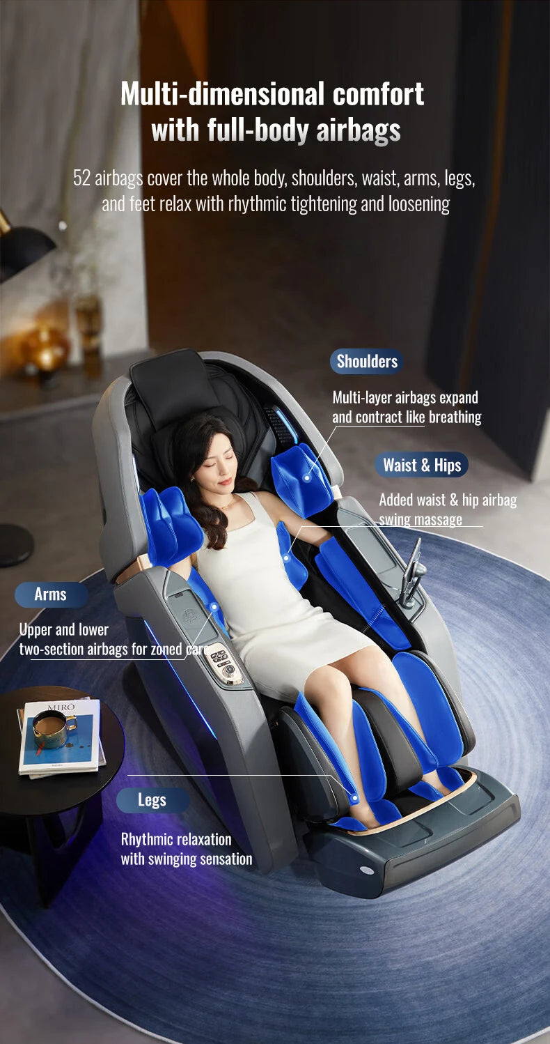 Luxury Zero Gravity Massage Chair Intelligent Home Heating Recline Full Body Airbag Shiatsu Knead Multifunctional Leisure Sofa
