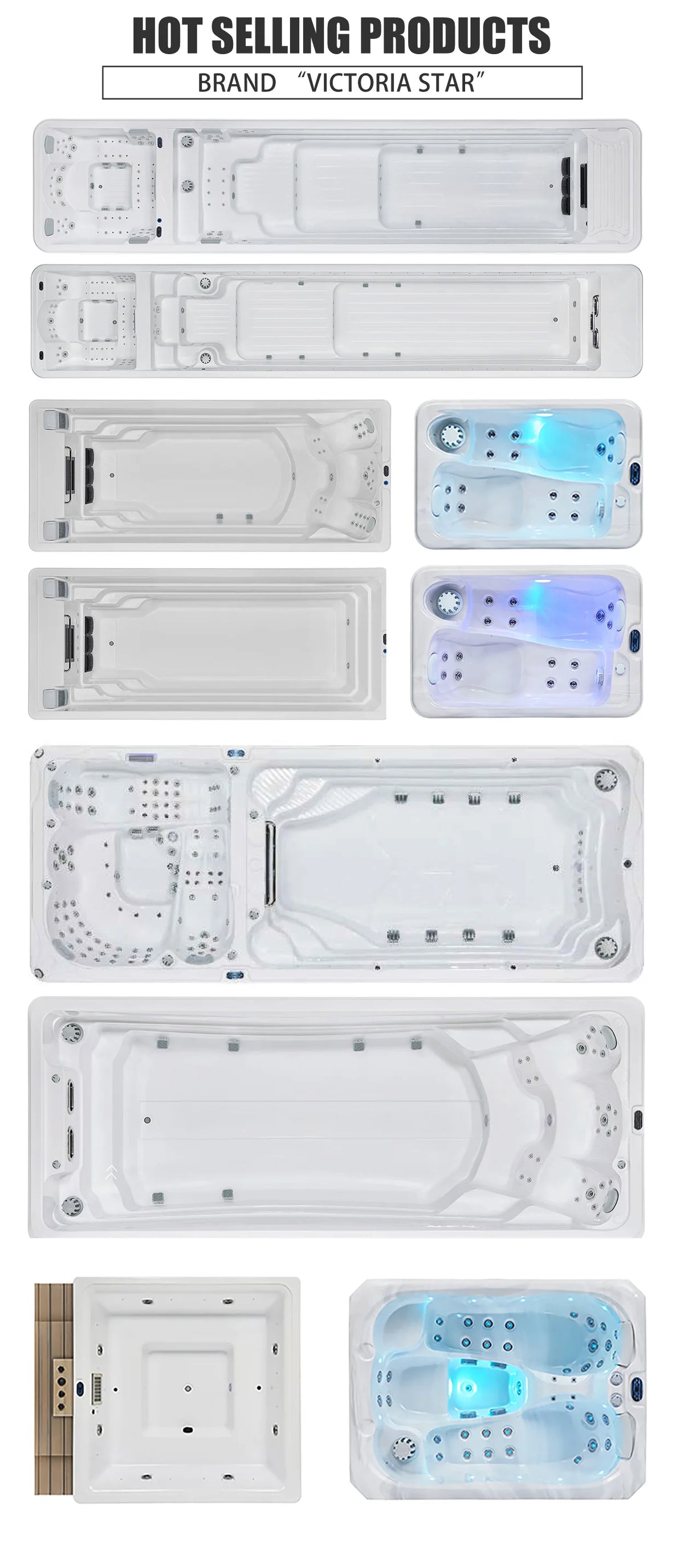 Endless Swim Spa Pool Outdoor Whirlpool Hot Tub ABS Acryl-Massage-Schwimmbecken