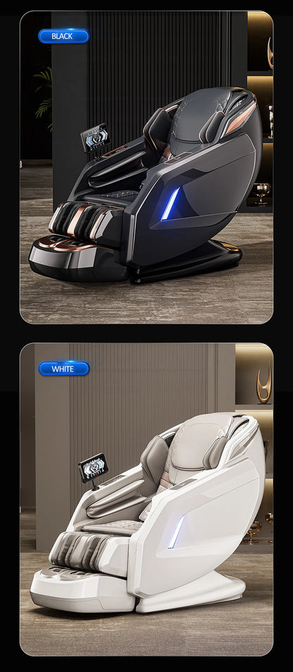 Luxuriöser elektrischer 4D-Massagesessel Zero Gravity SL-Track & Wärmetherapie Ganzkörper-Airbag Yoga Stretching Shiatsu-Liegesessel Massage
