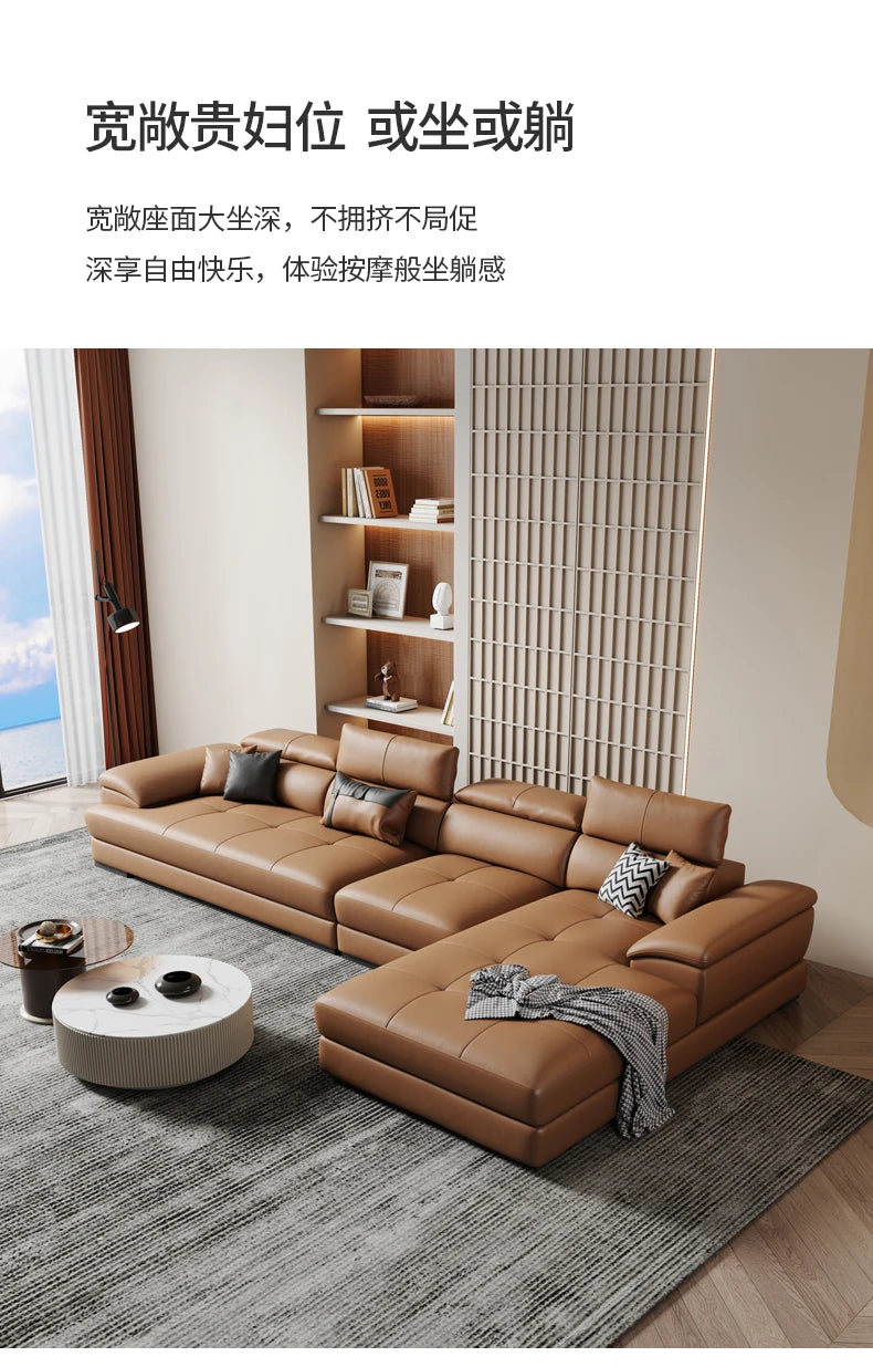 Europäisches Wohnzimmer-Sofa Echtleder-Ecksofa Modulares Luxus-Sofa Sala De Estar De Luxo Moderne Möbel