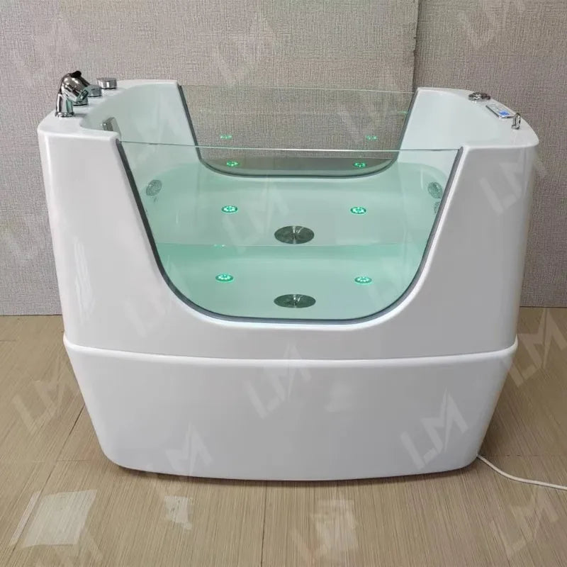 Modern Freestanding Ozone Massage Spa Bathtub with Shower Head for Pet Grooming & Cleansing Bath Whirlpool for Bathroom