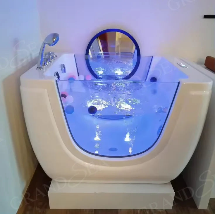 Modern Ozone Heated Baby Spa Bath Indoor Floating Jacuzzi Includes Light Emitting Diode Massage Baby Spa Bath